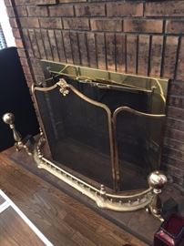 Brass fireplace hearth decor