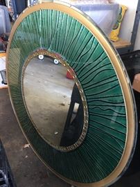 large round mirror, (cracks need repair), but stunning!