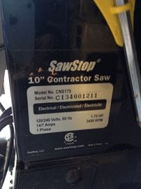 Saw stop 10" contractor saw