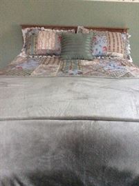 Queen bed with Headboard and like new mattresses