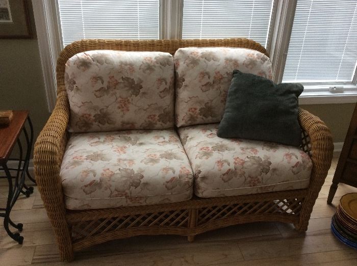 Great Walter E Smithe Wick love seat with matching couch, chair and ottoman. Beautiful condition