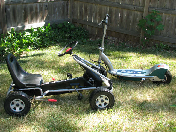 Kettle car and Razor electric scooter