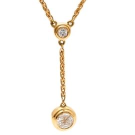 18K Yellow Gold Diamond Necklace: An 18K yellow gold and 0.17 ctw diamond necklace.
