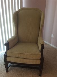 Plush corduroy wing back chair 