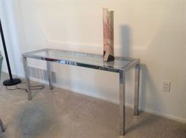 MCM chrome and glass hall table