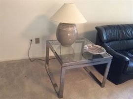 MCM glass and chrome side table