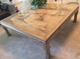 Asian motif painted cocktail table