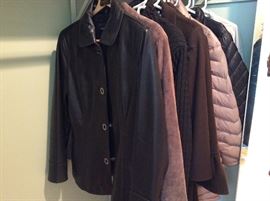 Designer women's outerwear, including leather jacket 