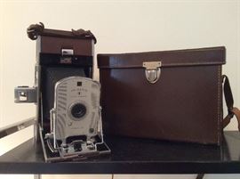 Vintage Polaroid camera with carrying case