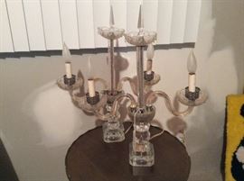Vintage Hollywood Regency style lamps. Set includes hurricanes and bobeches, not shown 