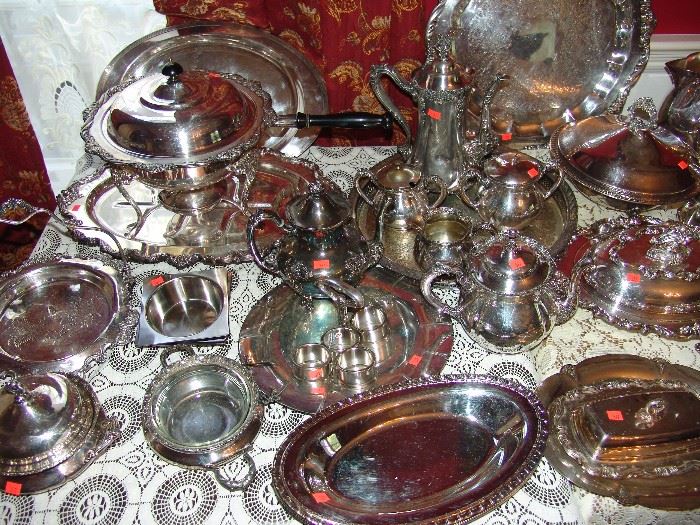 Large assortment of silver plate