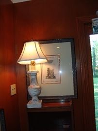 Porcelain lamp with silk shade