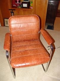 Tubular chrome office chair upholstered in jumbo crocodile leather