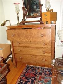 Fine American antique primitive cherry or poplar chest of drawers