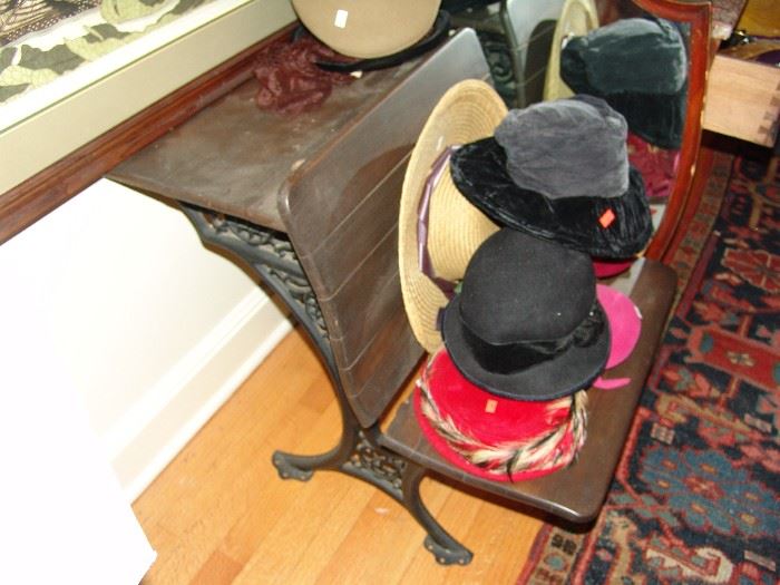 Old school desk and hat collection