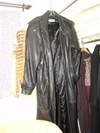 Full length leather coat