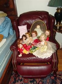 Leather recliner and doll collection