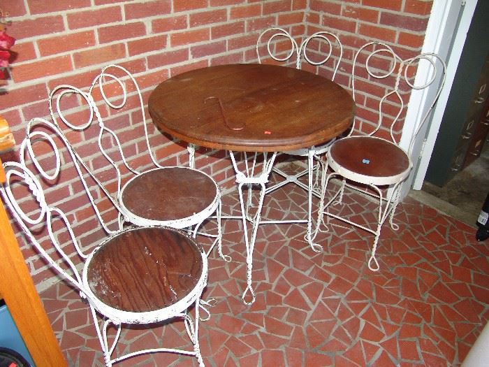 Wrought iron ice cream table and chairs