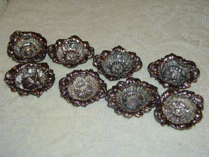 Fine set of sterling silver nut bowls