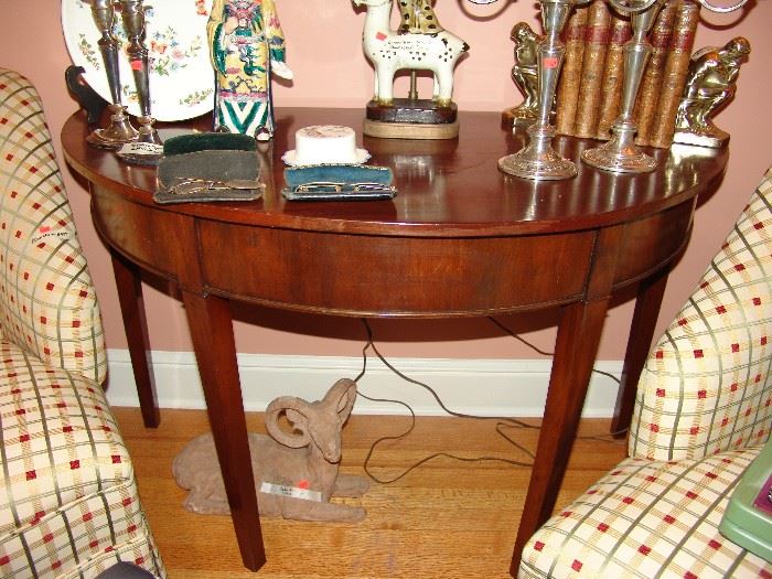 Mahogany D-end or demilune table