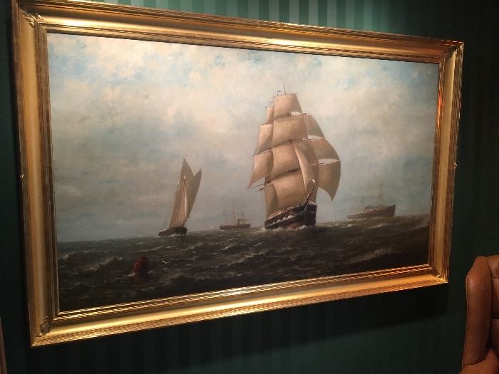 Wesley Webber Original Oil on Canvas, outstanding piece of Nautical Art from one of the most important artists of the 19th Century!!