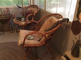 Rattan chairs, lots of brass, South American, African & Asian 