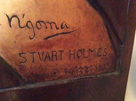 Signature on Congo large wall carving