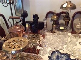 Nice glass, silver, ceramics, old brass