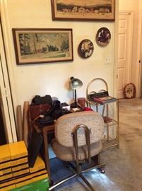 Cool Vintage desk chair, camera stuff, slides/reel to reels
