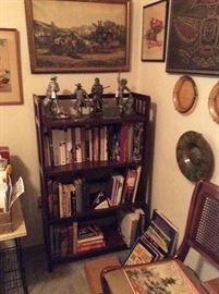 Bookshelf, figurines, art