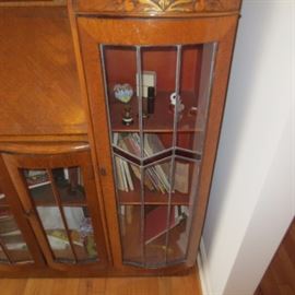 Stunning Antique Double Secretary desk side by side with Original lead class with Amber glass accents