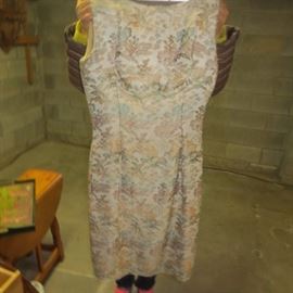 Vintage Kimono made into a dress with jacket with minks arm cuffs