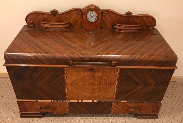 Vintage hope chest with built-in clock