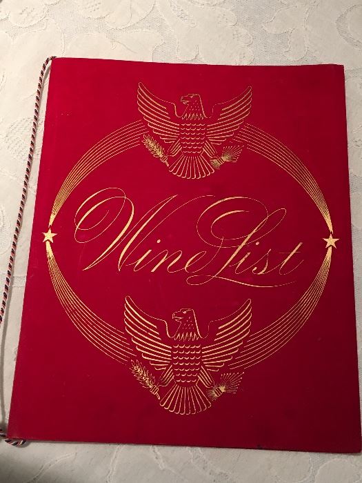 Rare Wine List from United States Lines