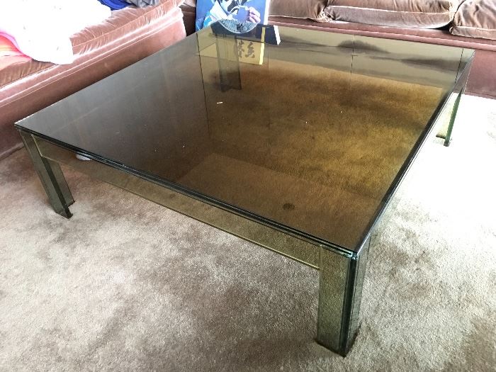 Lg mid Century glass coffee table