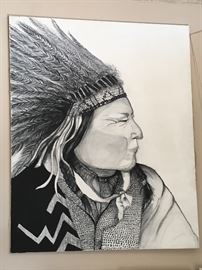 Lg Indian Painting - signed 1973