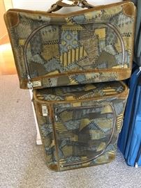 Mid Century Suede Suitcases