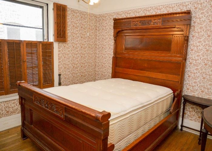 SOLD--Lot #102, Antique Full Size Victorian Bed, Mattresses Not Included, (81" L x 62" W, Headboard is 81-1/2" H, Footboard is 36" H), $1,200