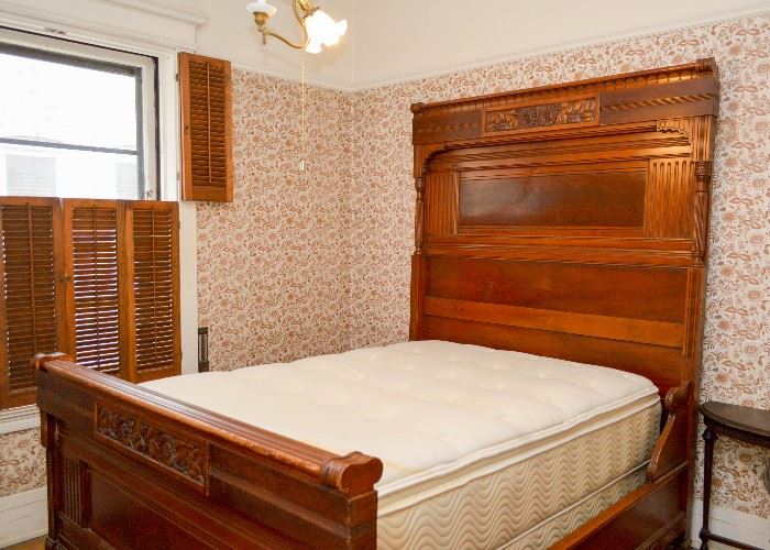 SOLD--Lot #102, Antique Full Size Victorian Bed, Mattresses Not Included, (81" L x 62" W, Headboard is 81-1/2" H, Footboard is 36" H), $1,200
