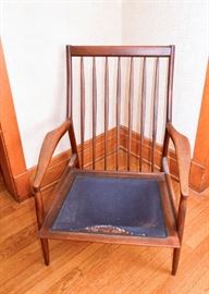 SOLD--Lot #106, Mid Century Teak Arm Chair, (29-3/4" W x 30" Deep x 36" H, Seat is 12" H without cushion), $350
