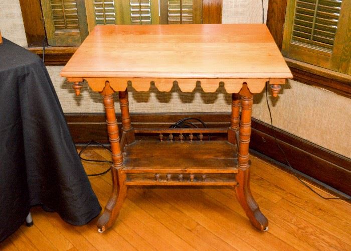 BUY IT NOW!  Lot #113, Antique Victorian Parlor Table, (30-1/4" L x 21-1/2" W  x 29-3/4" H), $100