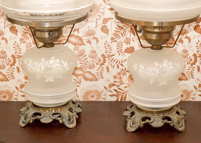Vintage Glass Hurricane Lamps
