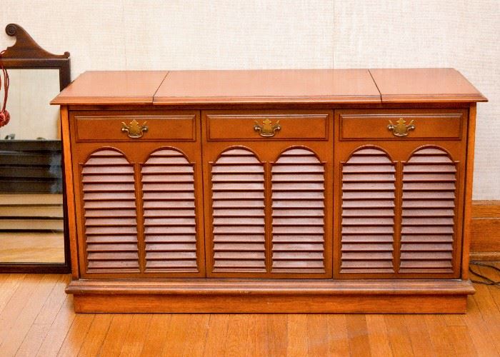 BUY IT NOW!  Lot #129, Vintage Sears Silvertone Stereo Console, Untested, (Approx. 48" L x 16-3/4" W  x 27" H), $45