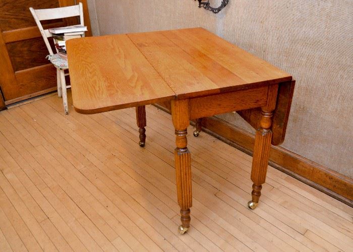 BUY IT NOW!  Lot #130, Antique Drop Leaf Dining Table, (Approx. 38" L x 22" W  x 31-1/2" H without leaves, Leaves each add 14" to width), $150