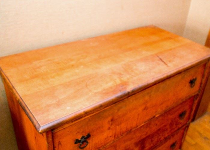 SOLD--Lot #140, Antique 3-Drawer Chest, (Approx. 37" L x 18-1/4"W x 34" H), $100