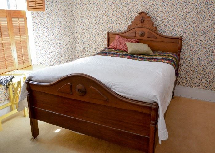 BUY IT NOW!  Lot #146, Antique Victorian Eastlake Full-Size Bed, (Approx. 54-1/2" W x 76-1/2" L, Headboard is 59-1/4" H, Footboard is 35-1/2" H, $800