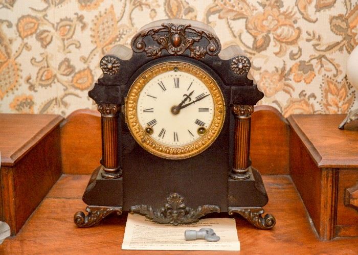 BUY IT NOW!  Lot #151, Antique Ansonia Mantle Clock, Untested, (the key in photo is too large for this clock), $150
