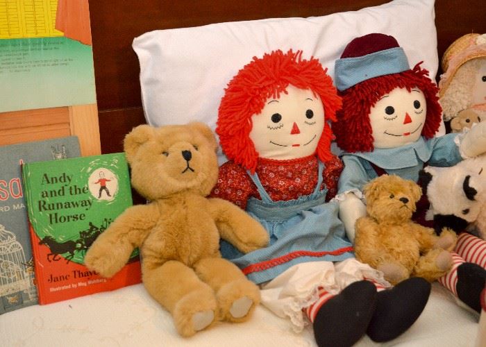 Vintage Rag Dolls (Raggedy Ann & Andy) & Teddy Bears