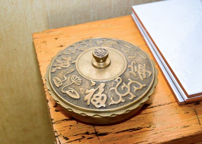 Brass Trinket box with Chinese Script