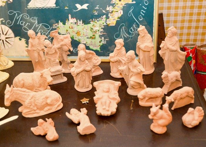 Unglazed Pottery Nativity Set
